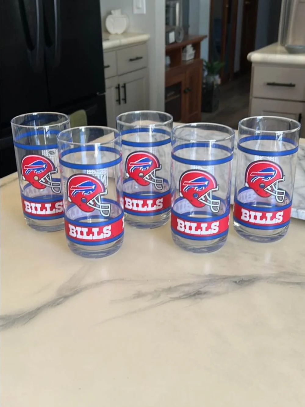 Vintage 1990’s Buffalo Glass Tumbler Set in Red & Blue - 5 Pack
